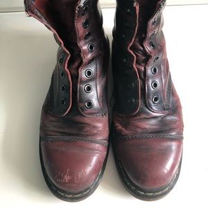 Dr. Martens Boots - Red & black distressed leather